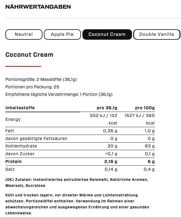 VAST - Instant Rice Pudding - vegan - glutenfrei - laktosefrei - 900g